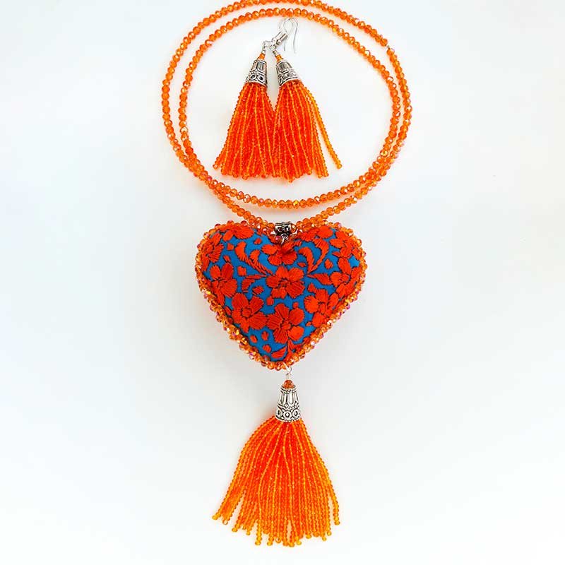 Collar Corazón Naranja